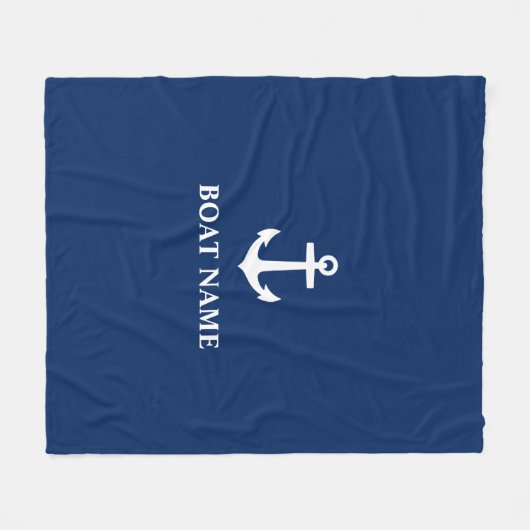Ihr Bootname Ankerblau Fleecedecke (Vorderseite (Horizontal))