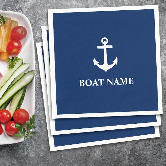 Ihr Bootname Ankerblau Serviette
