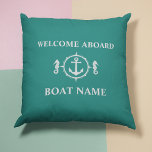 Ihr Bootname Begrüßung im Seepferd Anchor sh0b Kissen<br><div class="desc">Ihr Bootsname Willkommen an Bord Seepferd Anker Aquamarin blaues Kissen Kissen Kissen Kissen.</div>