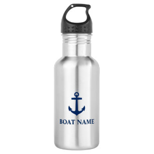 Ihr Bootname Blue Anchor Edelstahlflasche