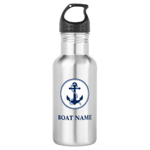Ihr Bootname Blue Rope & Anchor Edelstahlflasche