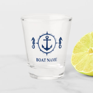 Ihr Bootname Blue Seepferd Anker Schnapsglas