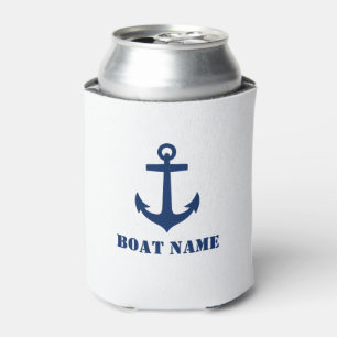 Ihr Bootname Classic Anchor Navy Blue & White Dosenkühler