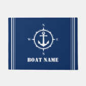 Ihr Bootname Compass Anchor Navy Blue Einfahrt Fußmatte (Vorderseite)