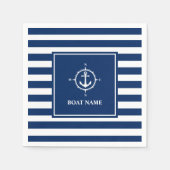 Ihr Bootname Compass Anker Blaue Streifen Serviette (Vorderseite)