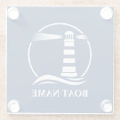 Ihr Bootname & klassischer Leuchtturm Glasuntersetzer (Rückseite)