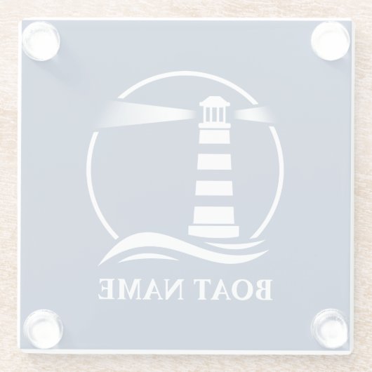Ihr Bootname & klassischer Leuchtturm Glasuntersetzer (Rückseite)