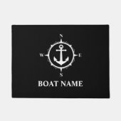 Ihr Bootname Kompass Ankerfarbe Schwarz Fußmatte (Vorderseite)