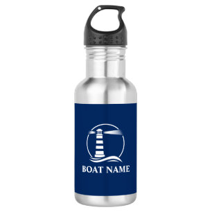 Ihr Bootname mit dem Leuchtturm Nautical Edelstahlflasche