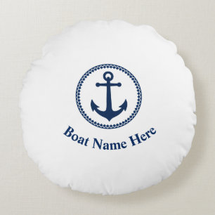 Ihr Bootname mit Seeschwalbe Rundes Kissen