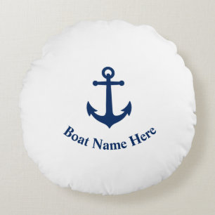 Ihr Bootname mit Vintagem Anker Rundes Kissen