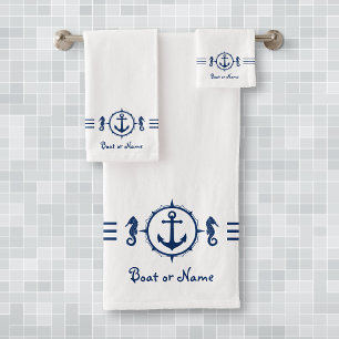 Ihr Bootname Seepferd Anchor Badehandtuch Set sh0b