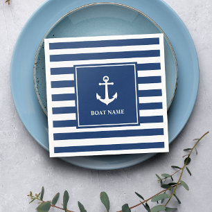 Ihr Bootname   Vintager Wasseranker gestrichen Serviette