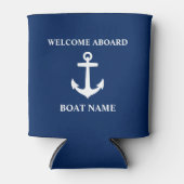 Ihr Bootname Willkommen an Bord Ankerblau Dosenkühler (Vorderseite)