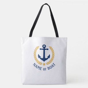 Ihr Bootsname Anchor Gold Laurel Groß Weiß Tasche