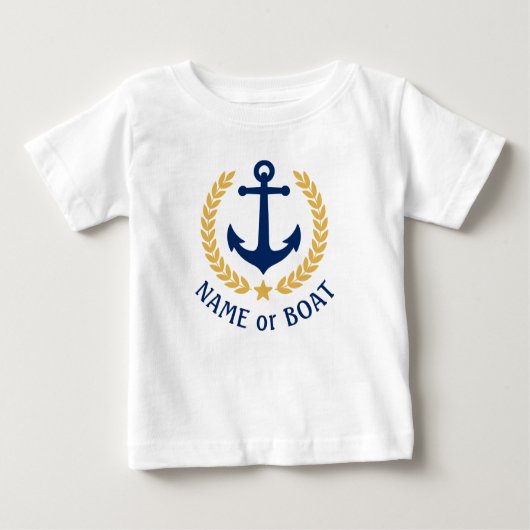 Ihr Bootsname Anchor Gold Laurel Verlasse Star Baby T-shirt (Vorderseite)