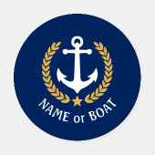 Ihr Bootsname Anchor Gold Style Laurel Navy Blau Untersetzer Set (Einzeln)