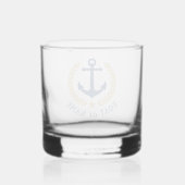 Ihr Bootsname Anchor Gold Style Laurel Navy Blau Whiskyglas (Rückseite)