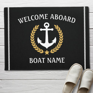 Ihr Bootsname Anchor Laurel Willkommen an Bord Bla Fußmatte