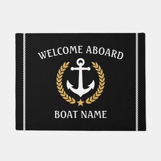 Ihr Bootsname Anchor Laurel Willkommen an Bord Bla Fußmatte (Vorderseite)