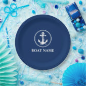Ihr Bootsname Anchor mit Roope Navy Blue 9" Pappteller (Party)
