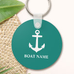 Ihr Bootsname Anchor Nautical Style Schlüsselanhänger<br><div class="desc">Ihr Bootsname oder ein anderer Wunschtext mit einem klassischen Anker an einer Schlüsselkette im nautischen Stil.</div>