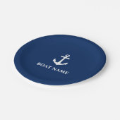 Ihr Bootsname Anchor Navy Blue 7" Pappteller (Schrägansicht)