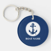 Ihr Bootsname Anchor & Rope Navy Blue 2 Seite Schlüsselanhänger (Vorderseite)
