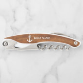 Ihr Bootsname Anchor Wood Style Kellnermesser (Vorderseite)