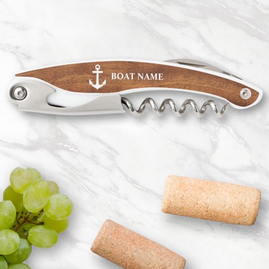 Ihr Bootsname Anchor Wood Style Kellnermesser