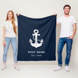 Ihr Bootsname Anker Blau Fleecedecke
