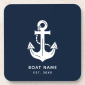 Ihr Bootsname Anker Blau Getränkeuntersetzer (Vorderseite)