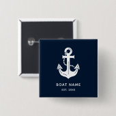Ihr Bootsname Anker Blau Personalisiert Button (Vorne & Hinten)