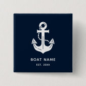 Ihr Bootsname Anker Blau Personalisiert Button (Vorderseite)