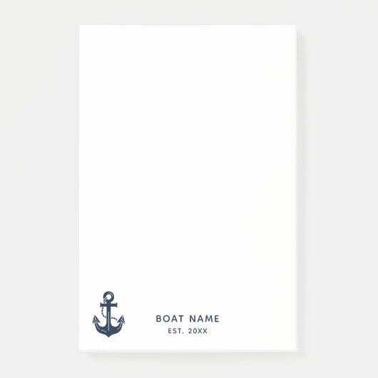 Ihr Bootsname Anker Blau Post-it Klebezettel (Vorderseite)