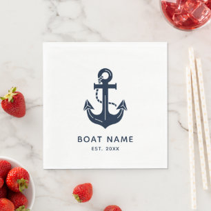 Ihr Bootsname Anker Blau Serviette