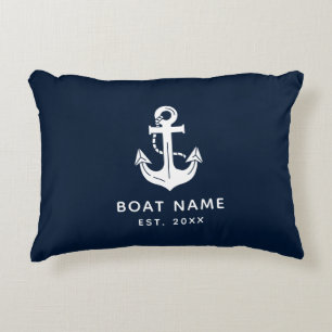 Ihr Bootsname Anker Blau Strandhaus Dekokissen