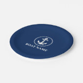 Ihr Bootsname Anker mit Seil Navy Blue 7" Pappteller (Schrägansicht)