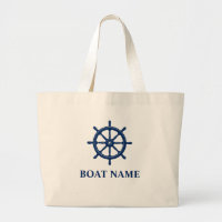 Ihr Bootsname Blue Ships Wheel Helm Grocery