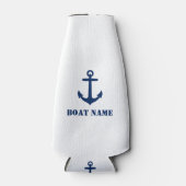 Ihr Bootsname Classic Anchor Navy Blue & White Flaschenkühler (Vorderseite)