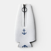 Ihr Bootsname Classic Anchor Navy Blue & White Flaschenkühler (Rückseite)