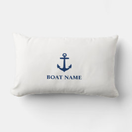 Ihr Bootsname Classic Anchor Navy Blue & White Lendenkissen