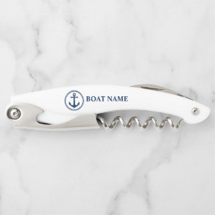 Ihr Bootsname Classic Sea Anchor auf Weiß Kellnermesser