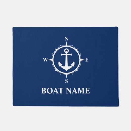 Ihr Bootsname Compass Anchor Blau Fußmatte (Vorderseite)