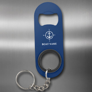 Ihr Bootsname Compass Anchor Blau Mini Flaschenöffner