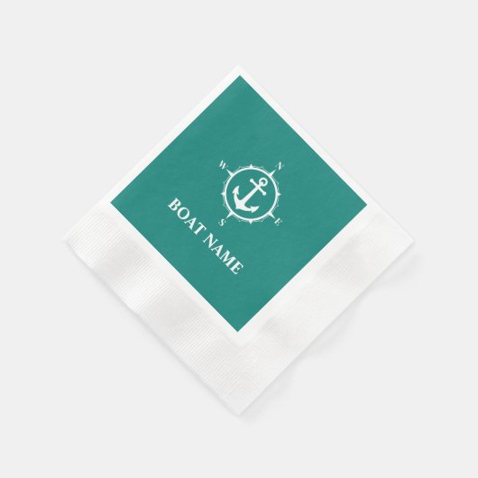 Ihr Bootsname Compass Anchor Cocktail Serviette (Ecke)