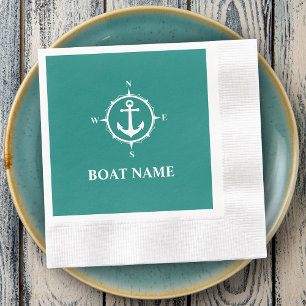 Ihr Bootsname Compass Anchor Cocktail Serviette