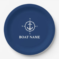 Ihr Bootsname Compass Anchor Navy Blue 9"