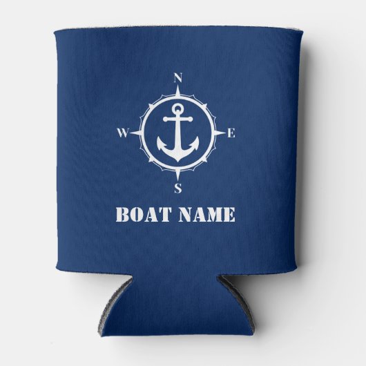 Ihr Bootsname Compass Anchor Navy Blue Dosenkühler (Vorderseite)