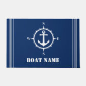 Ihr Bootsname Compass Anchor Navy Blue Entryway Fußmatte (Vorderseite)